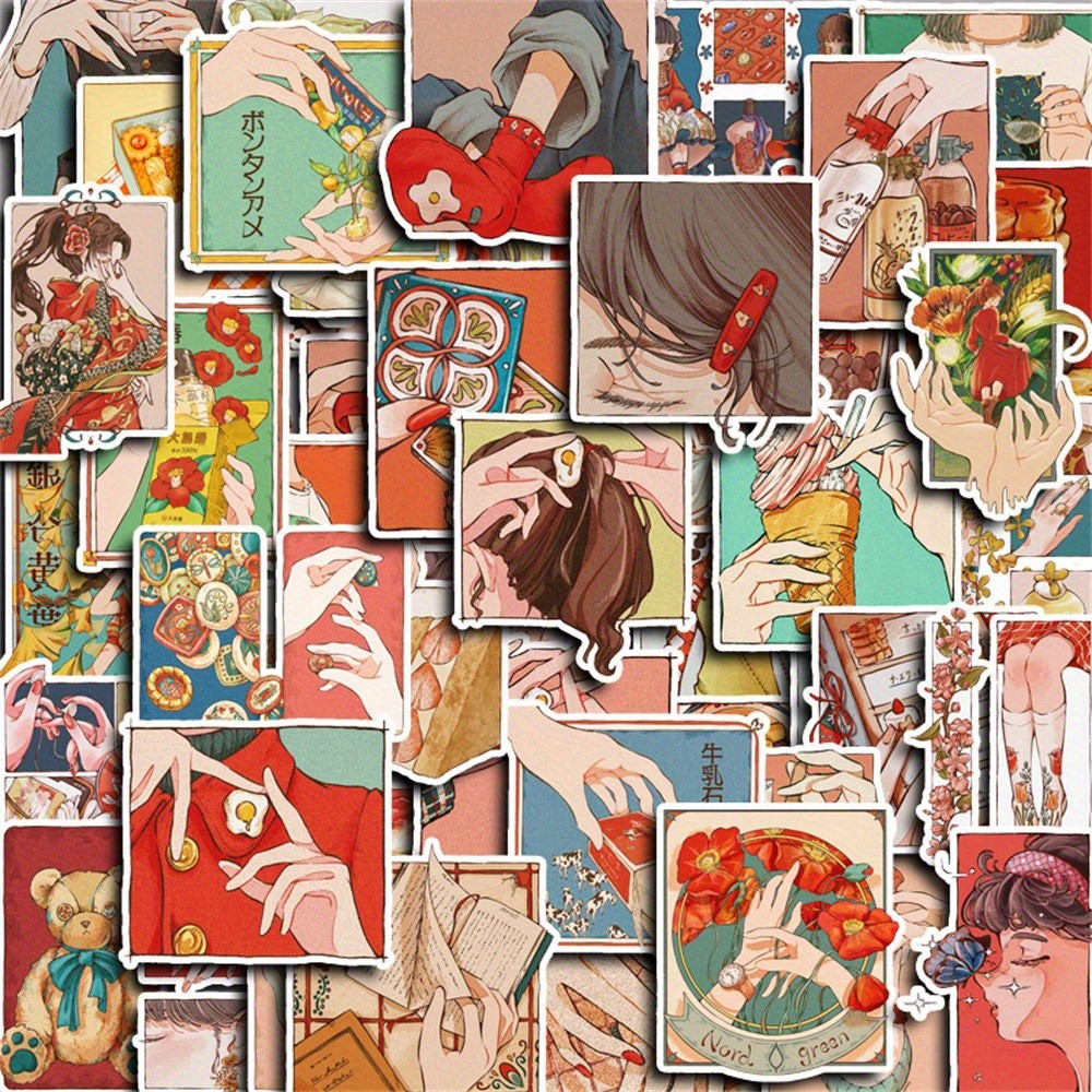Japanese Lifestyle In Japanese - 50 Adesivos Estilo Vintage Tradicional Japonês: